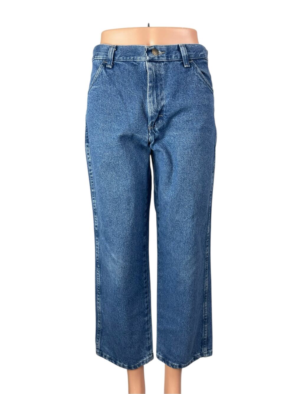 Rustler Women's Blue Medium Wash High Rise Wide Leg Baggy Denim Jeans Size 14